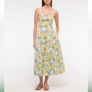 Abercrombie & Fitch Mila Floral Midi Dress - Yellow and Green
